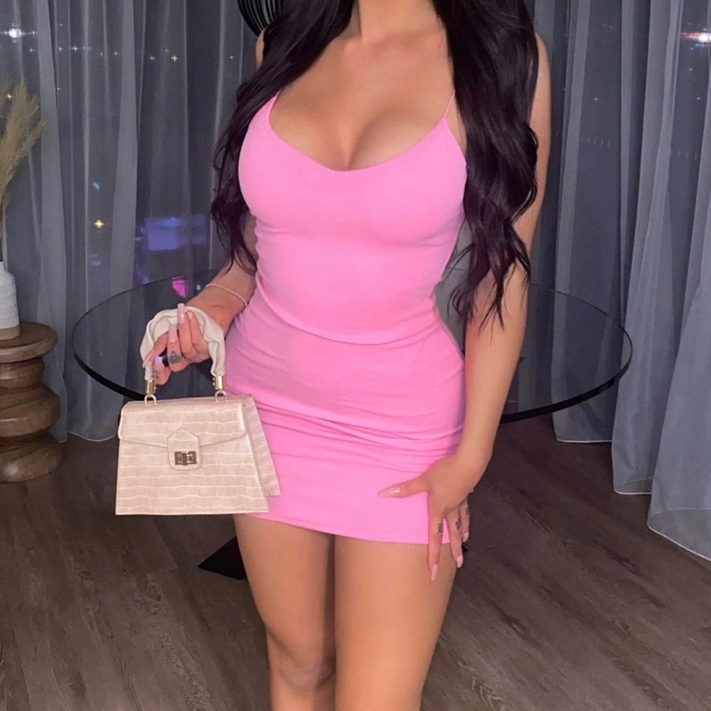 Fashion Nova Pink spaghetti strap bodycon mini dress